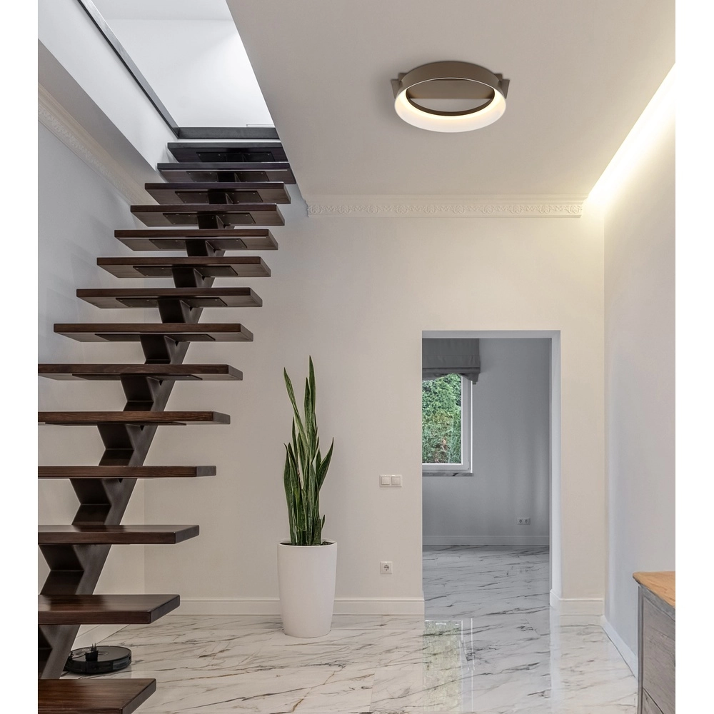 Strakke plafondlamp Syrakus koffie bruin Globo 9007371570089