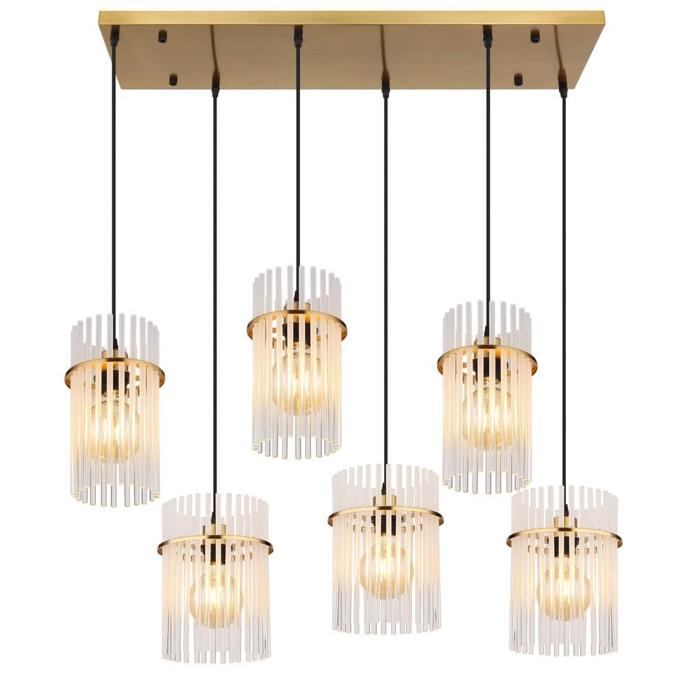 Gouden hanglamp Gorley met glas 6-lichts Globo 9007371462957