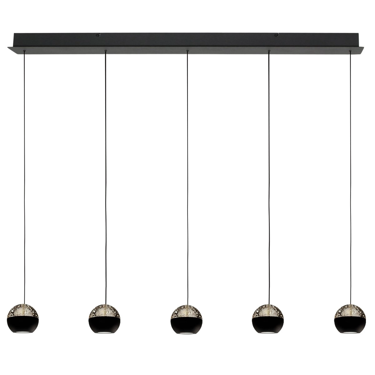 5-licht eettafel hanglamp Belluno led - zwart met glas Steinhauer 8712746183900