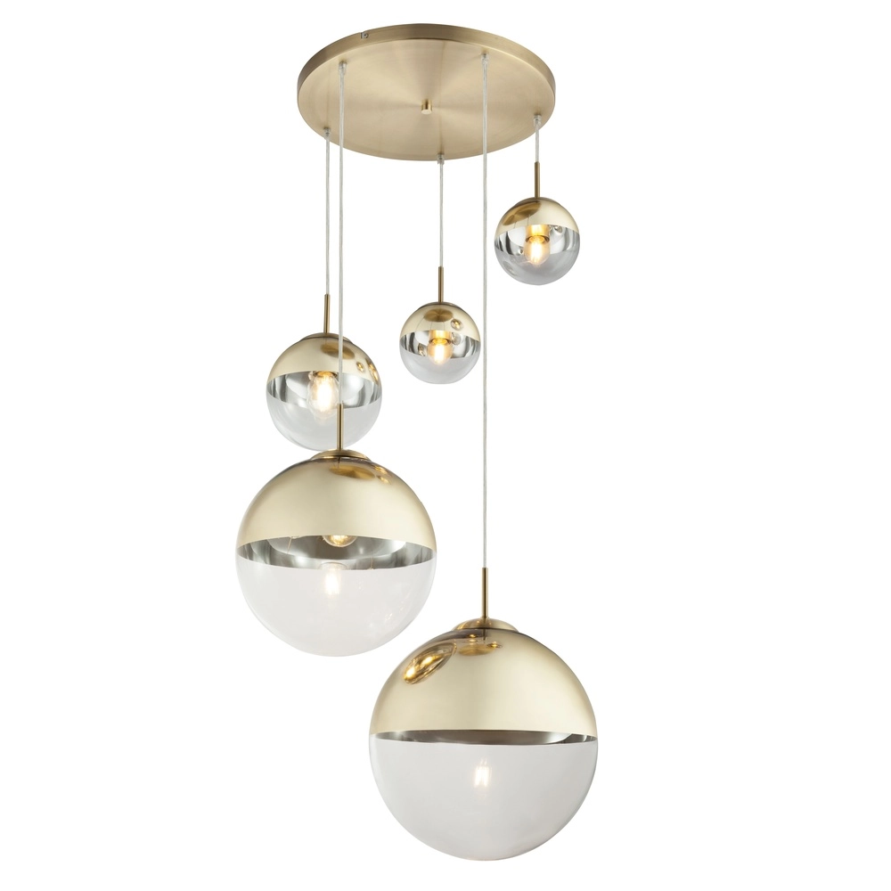 5-lichts hanglamp Varus goud