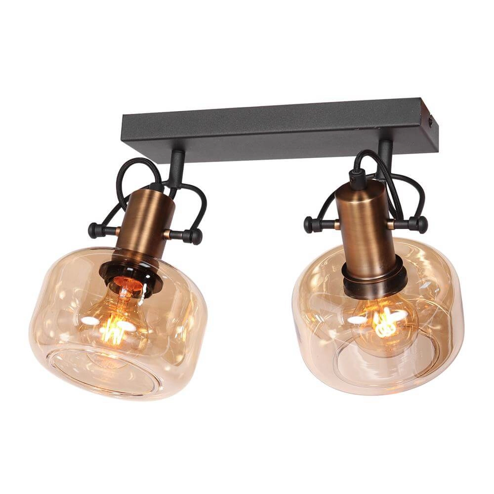 Dubbele wandlamp Glaslic amber glas Steinhauer 8712746174052