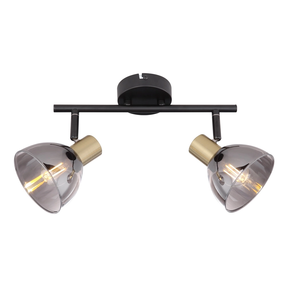 Design plafondlamp Jay 2-lichts zwart met smoke Globo 9007371396399