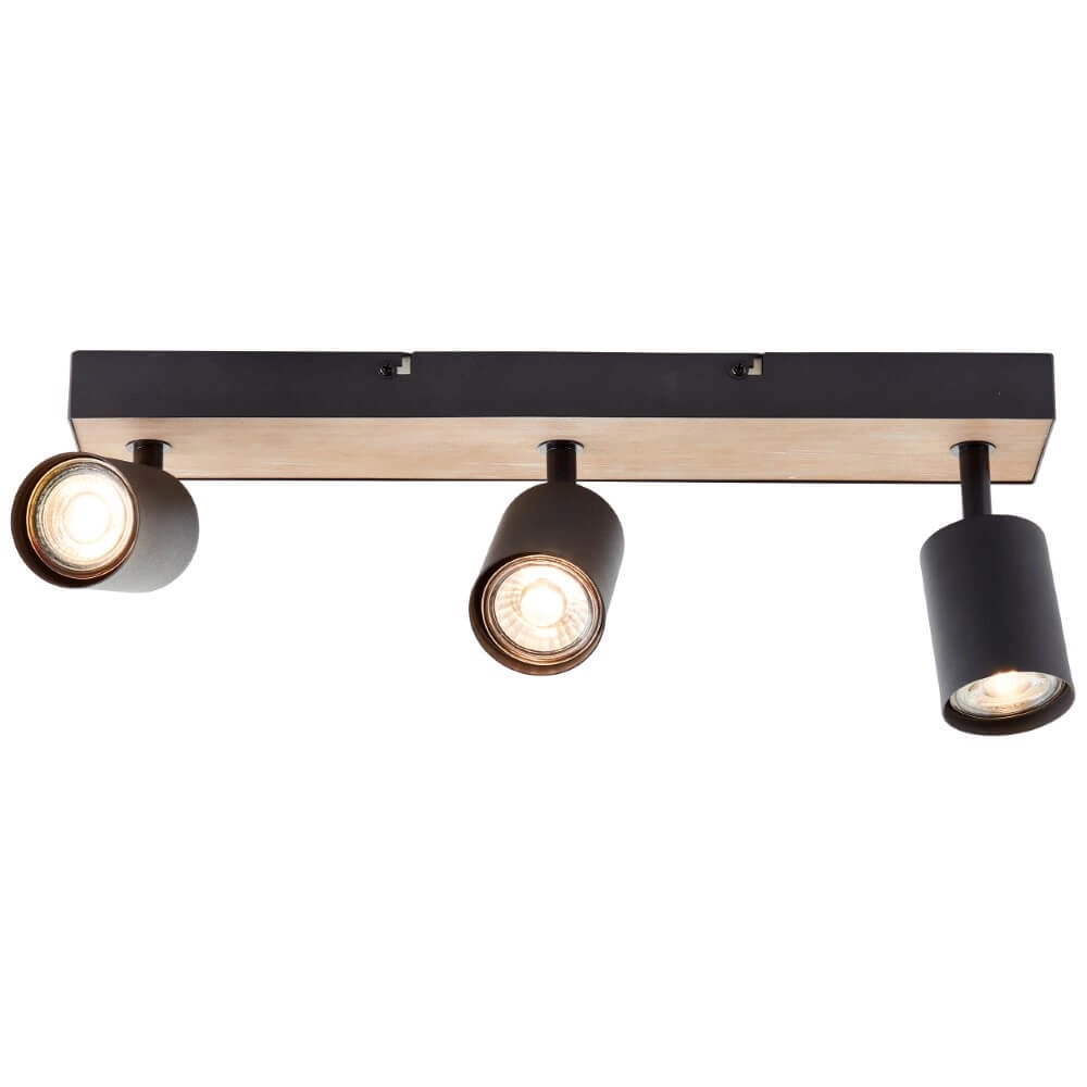 3-lichts lamp Jello Wood zwart met hout Brilliant 4004353428395
