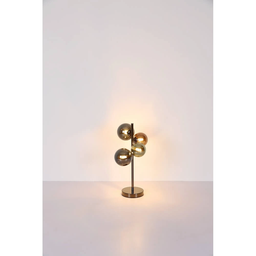 Zwarte tafellamp Riha gekleurd glas 4-lichts Globo 9007371456109