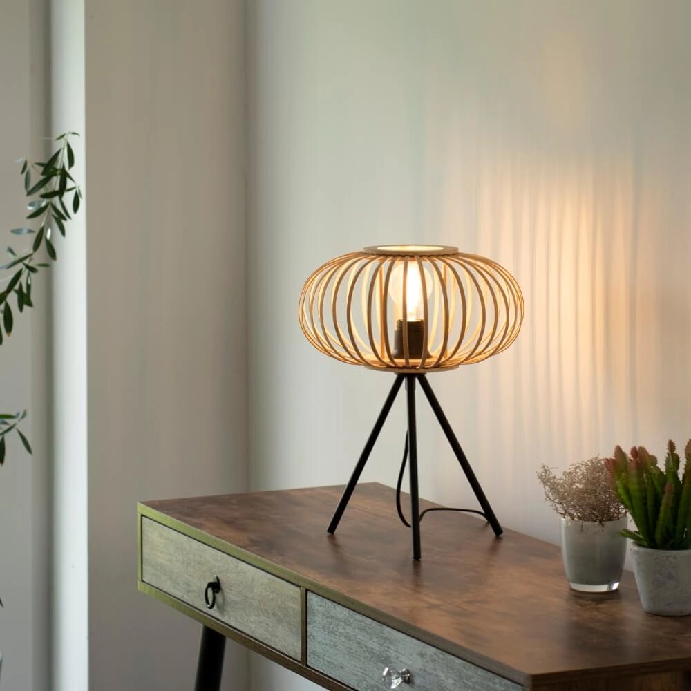 Tripod tafellamp Racoon hout Just Light 4043689987596