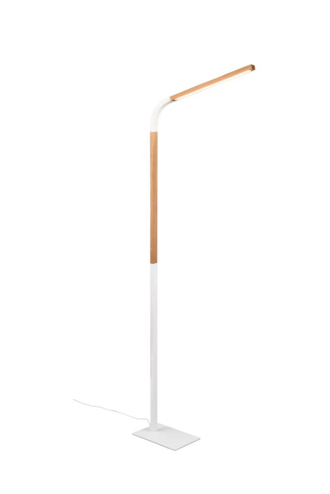 Flexibele leeslamp Norris wit met hout