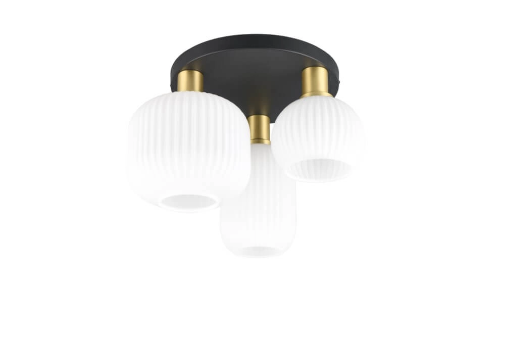 Trendy plafondlamp Diva met wit glas Trio 4017807614541