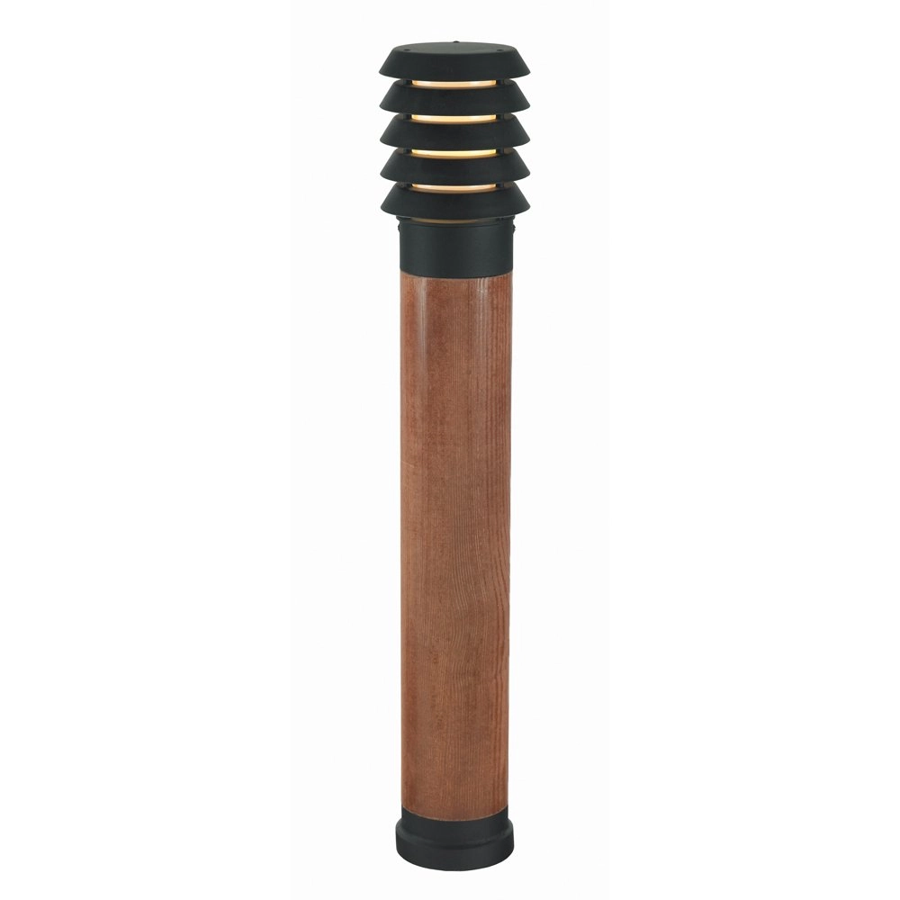 Landelijke terraslamp Selhalm 85cm zwart met hout