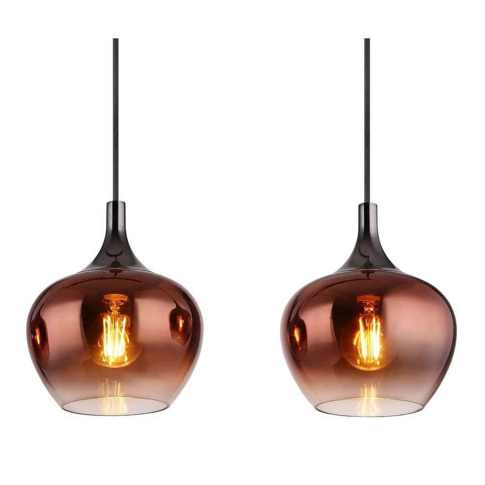 Zwarte hanglamp Maxy met rood glas 4-lichts Globo 9007371447985