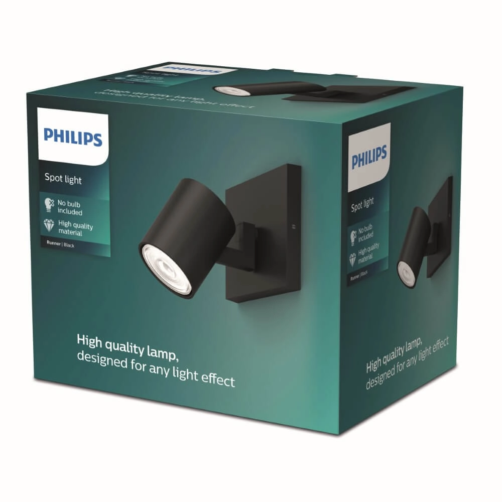 Zwarte wandspot Runner Philips 8719514435292