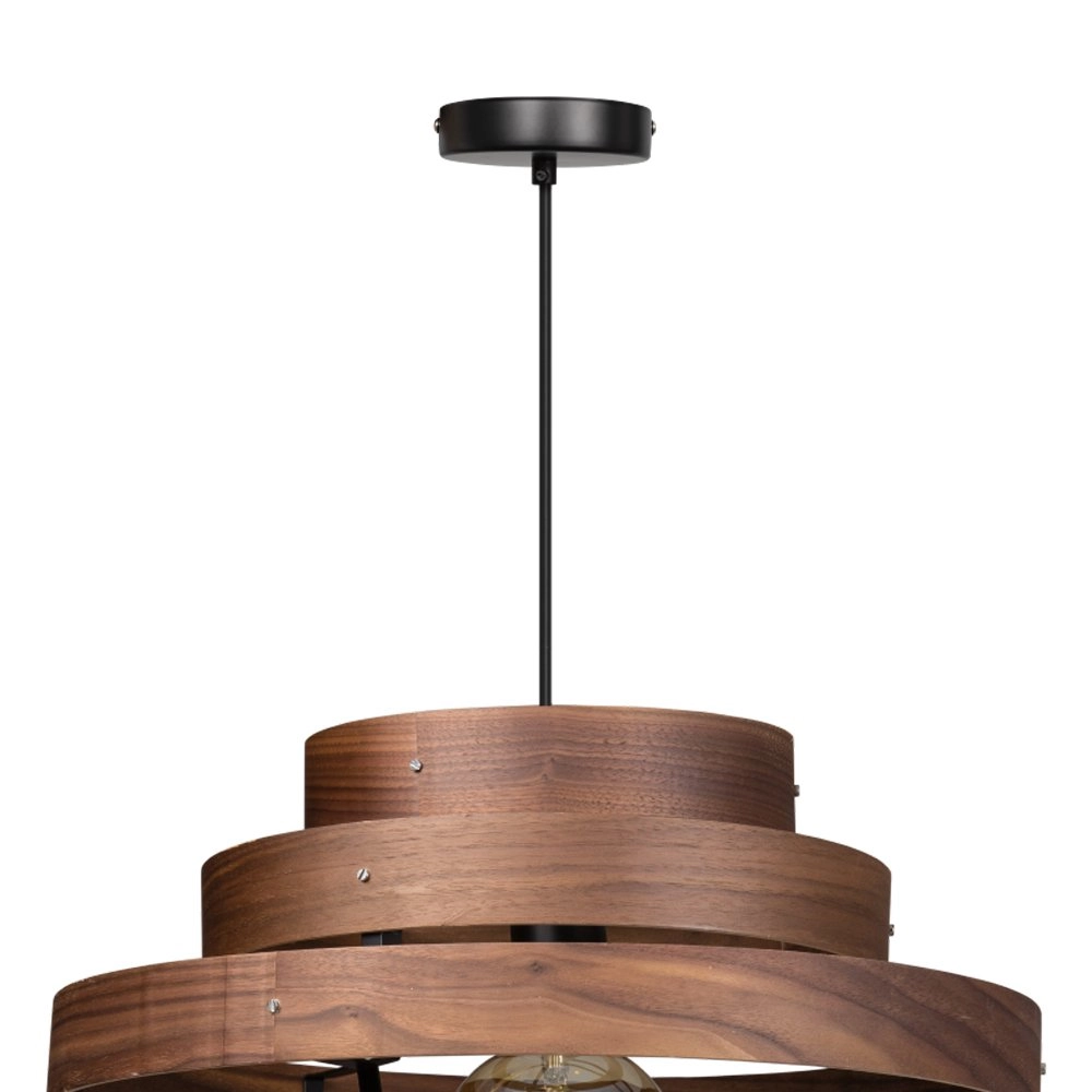 Stoere hanglamp Walnut 5-rings houtbruin ETH 8719075185742