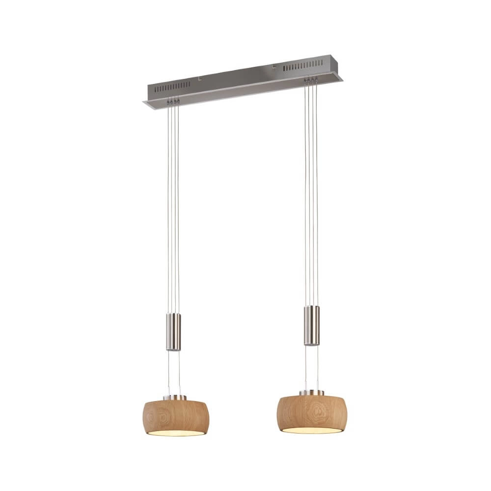 2-lichts hanglamp Shine-Wood led