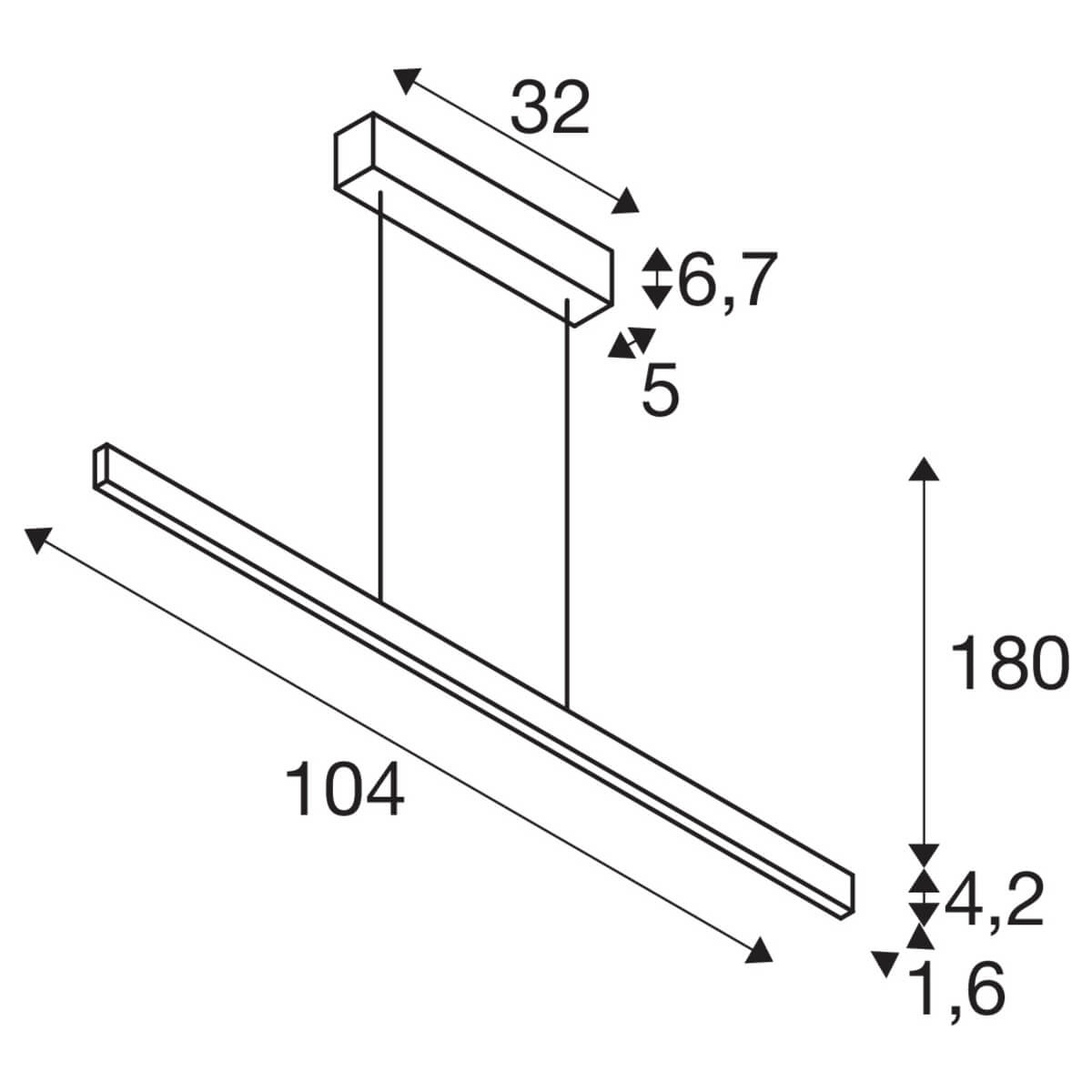Zwarte hanglamp One Linear 2x10w - 104cm SLV 4024163262682