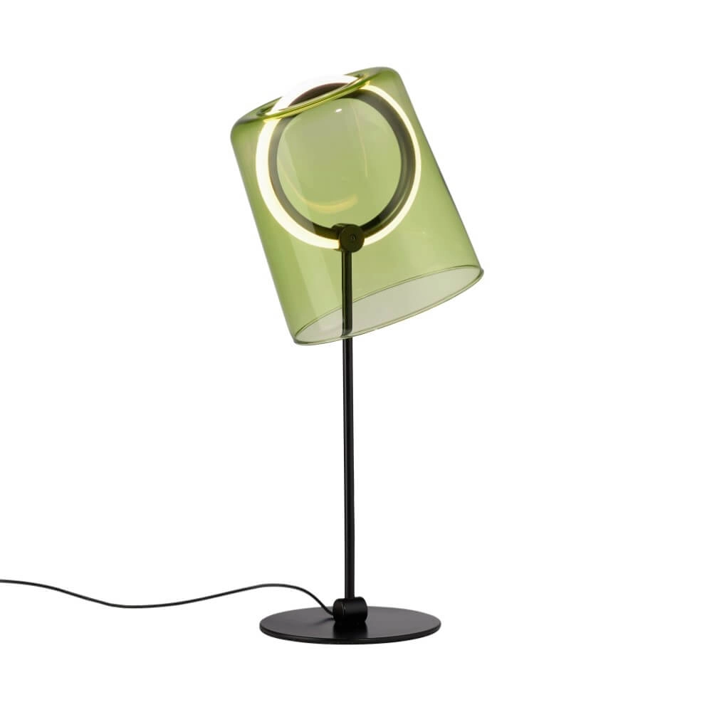 Tafellamp Zula zwart met groen glas
