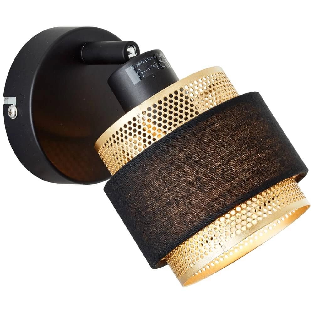 Zwart met gouden wandlamp Grove 1-lichts Brilliant 4004353424106