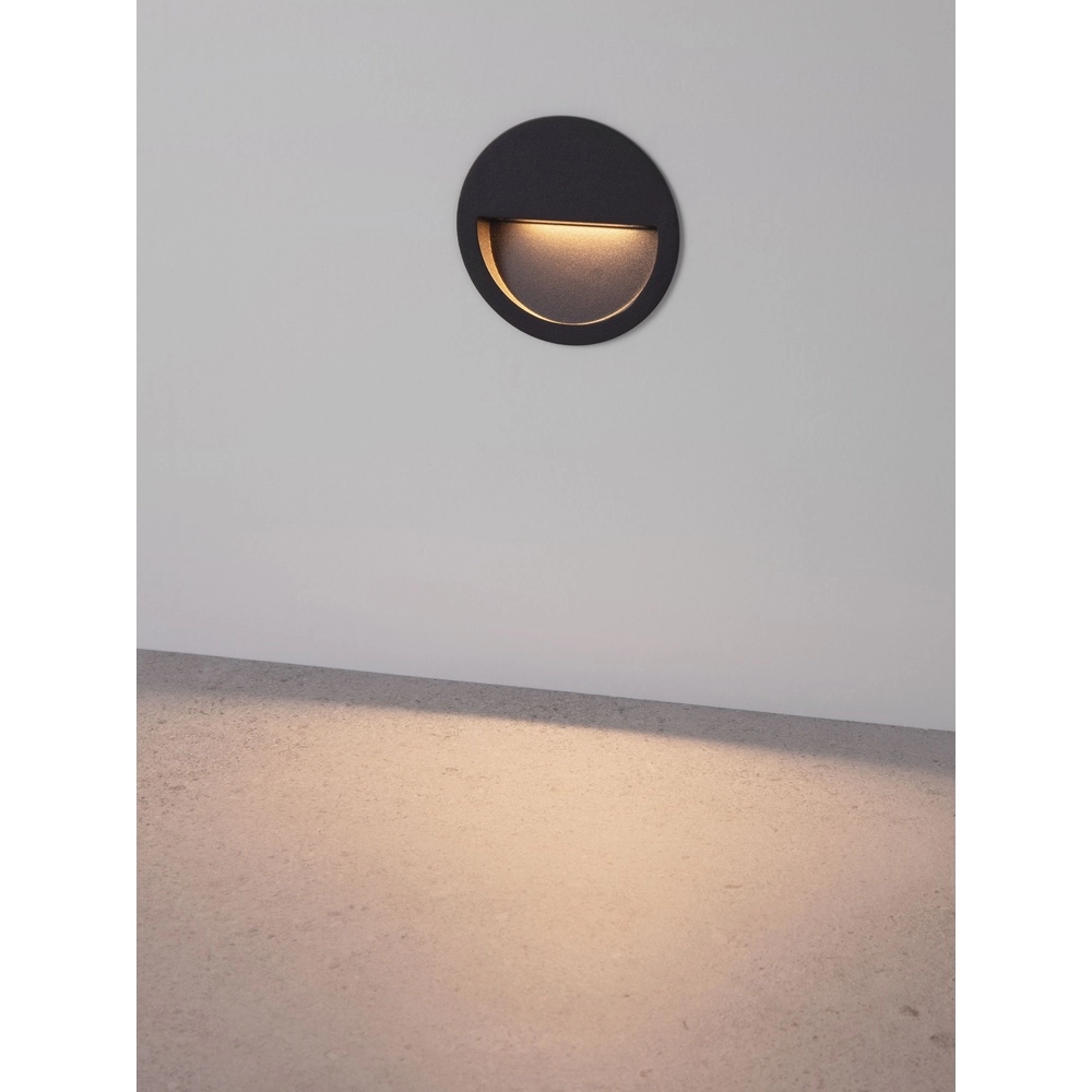 Ronde inbouw wandlamp Sete zwart