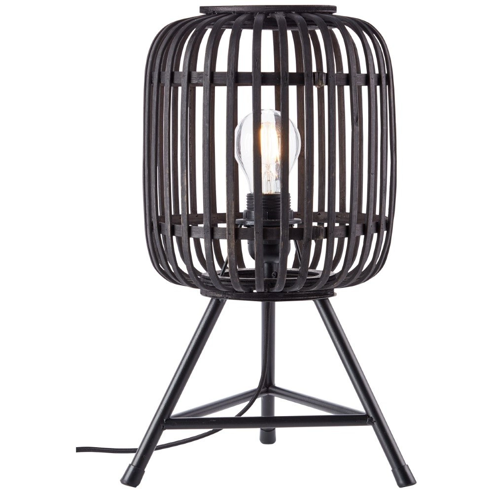 Tafellamp Woodrow Tripod zwart hout Brilliant 4004353377105