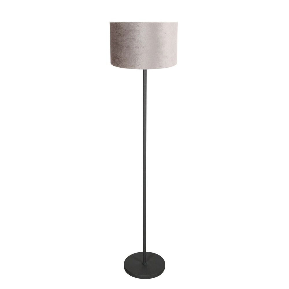 Zwarte vloerlamp Noor met grijze kap