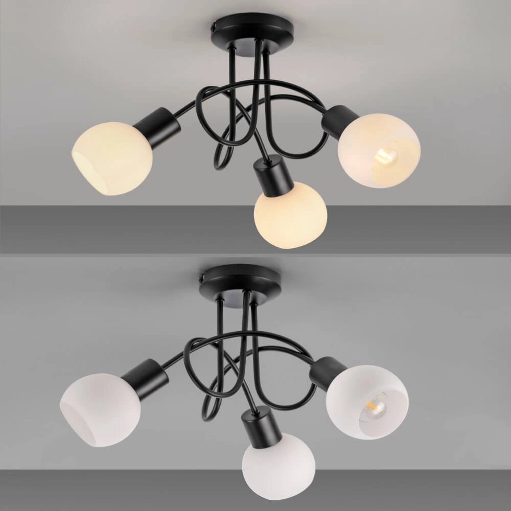Zwarte plafondlamp Loki 3-lichts krul Just Light 4043689000783