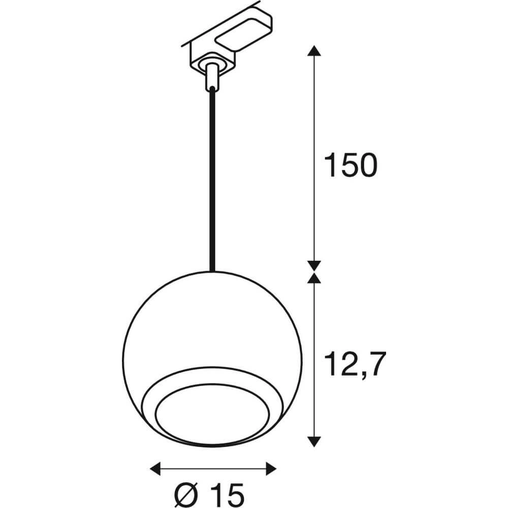 Hanglamp voor rail Light Eye 150 zwart 3-fase Ø 15cm SLV 4024163295505