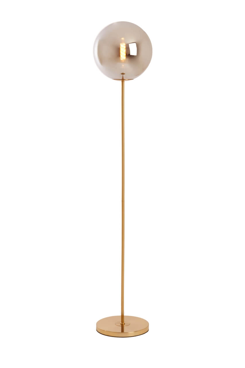 Gouden vloerlamp Medina met smoke glas
