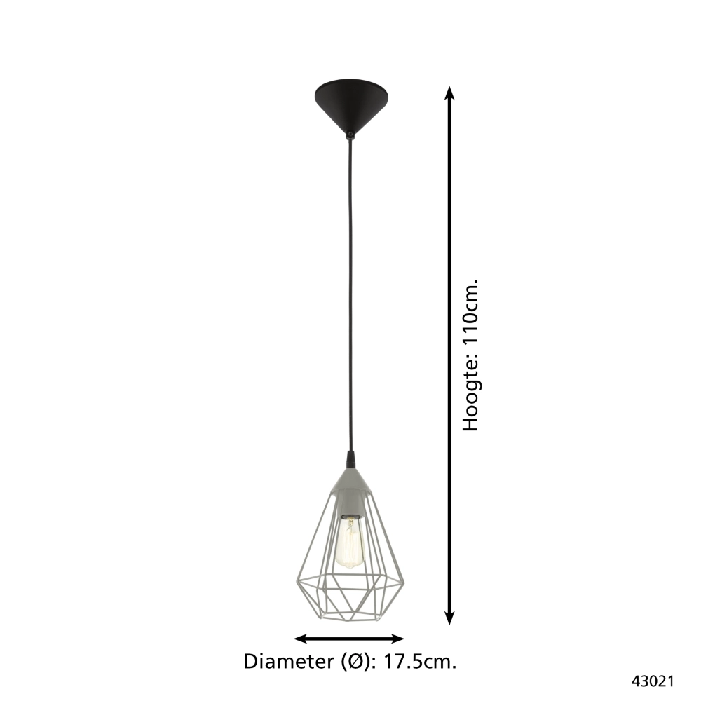 Grijze hanglamp Tarbes enkel Eglo 9002759430214