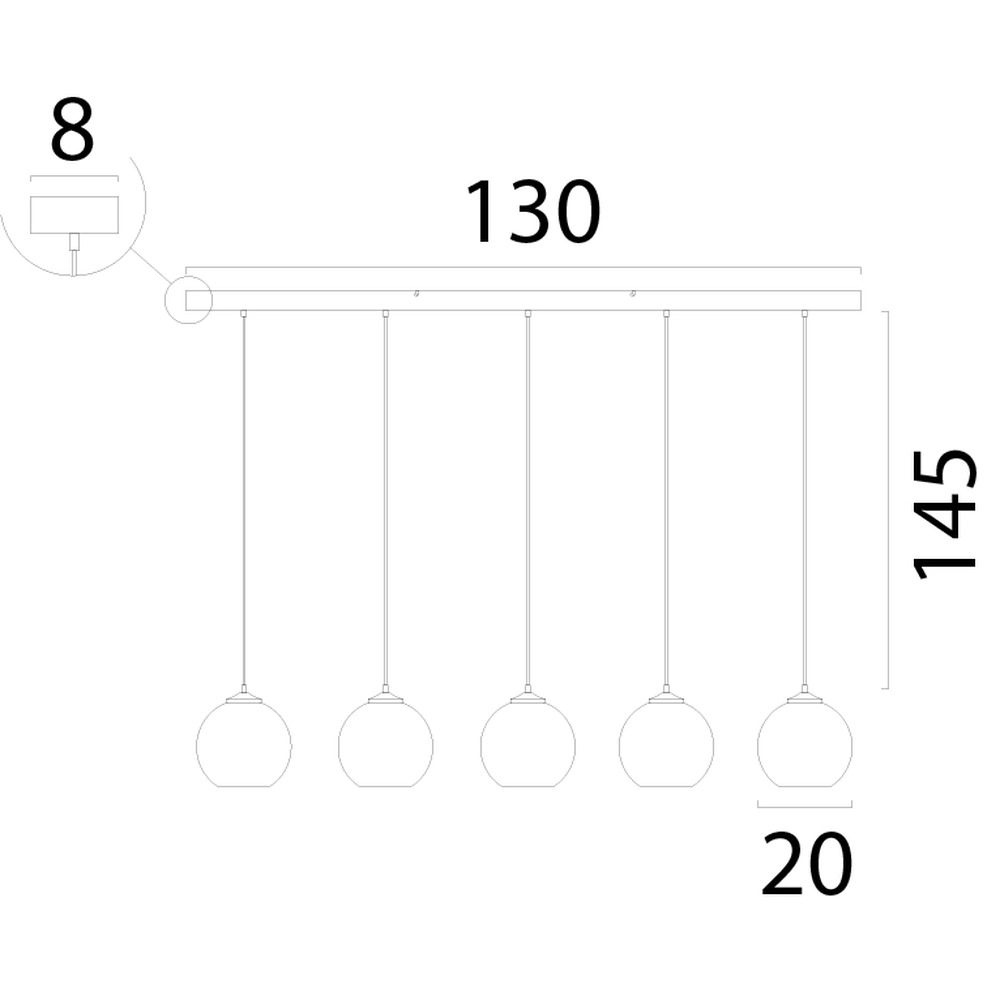 5-lichts hanglamp Corda rotan Ø 20cm Masterlight 8718121321738