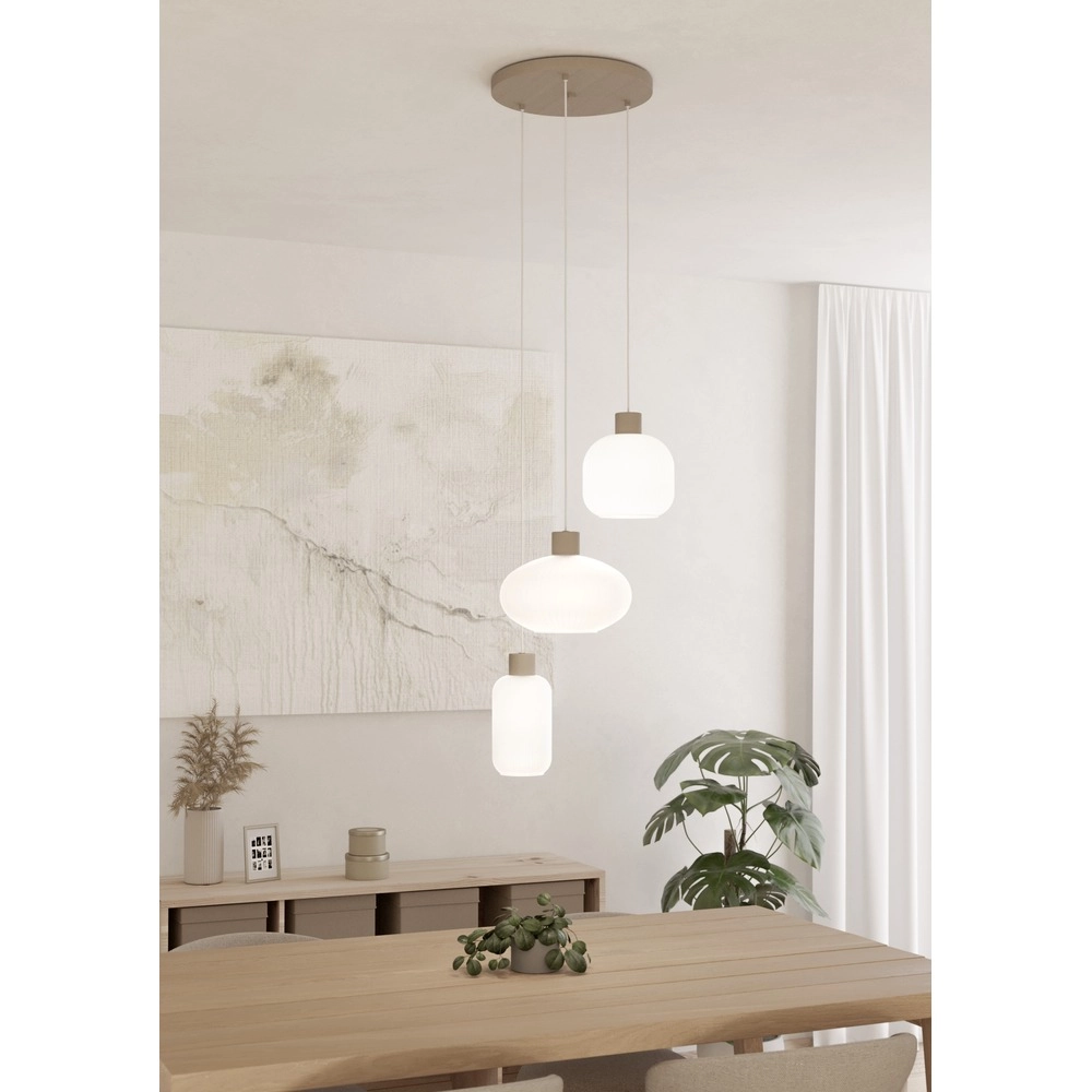 Design hanglamp Dasmina zand bruin met wit 3-lichts Eglo 9008606406357