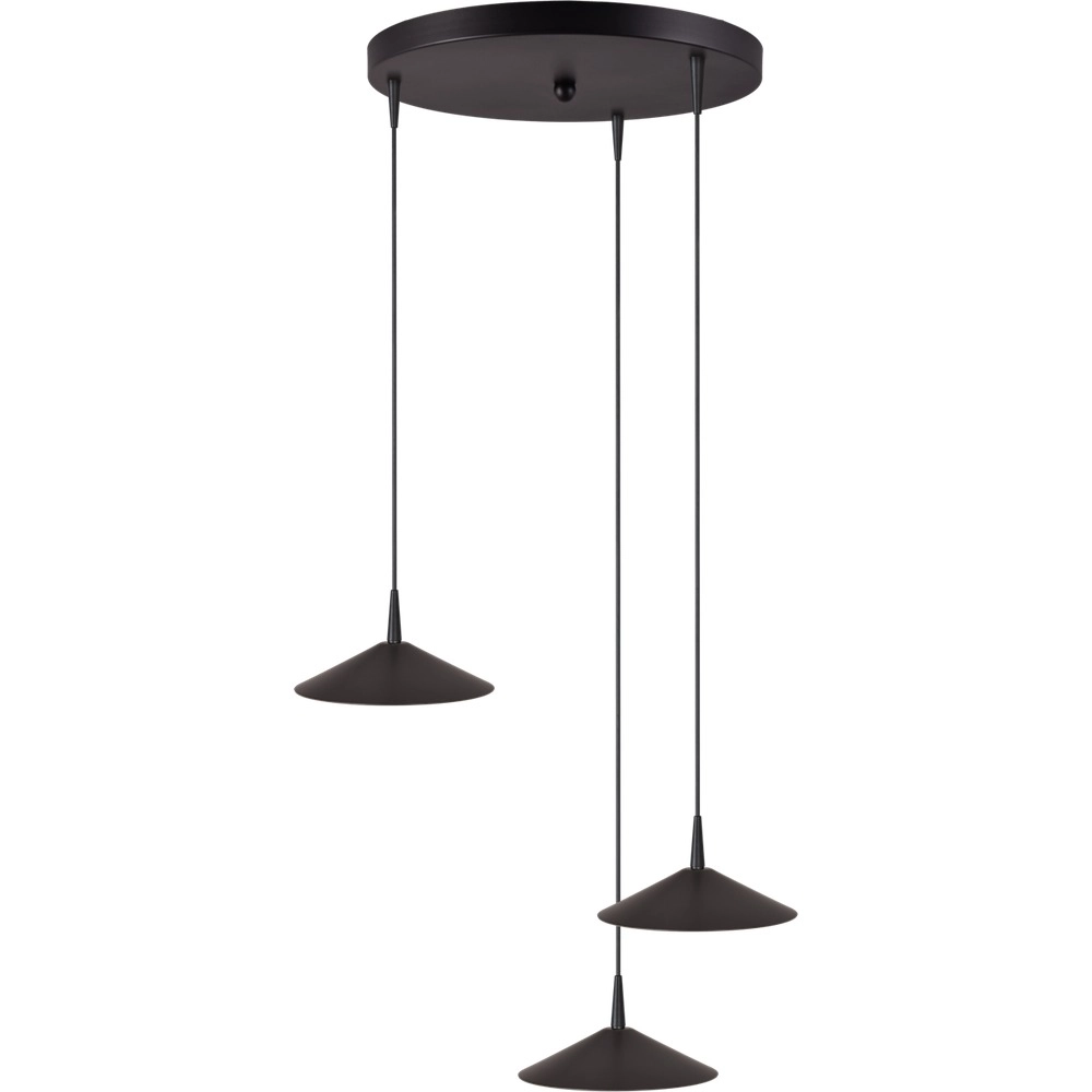 3-lichts hanglamp Ceppo zwart Ø 18cm rond