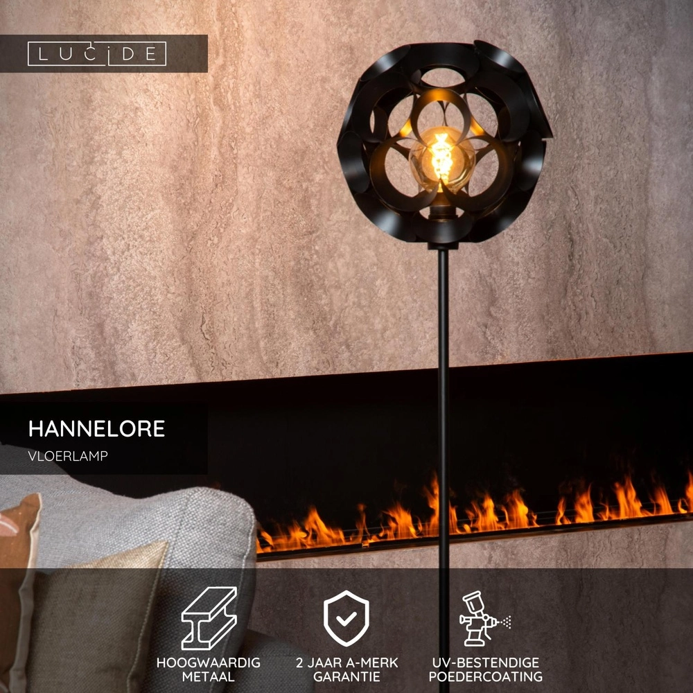 Vloerlamp Hannelore zwart Lucide 5411212106285