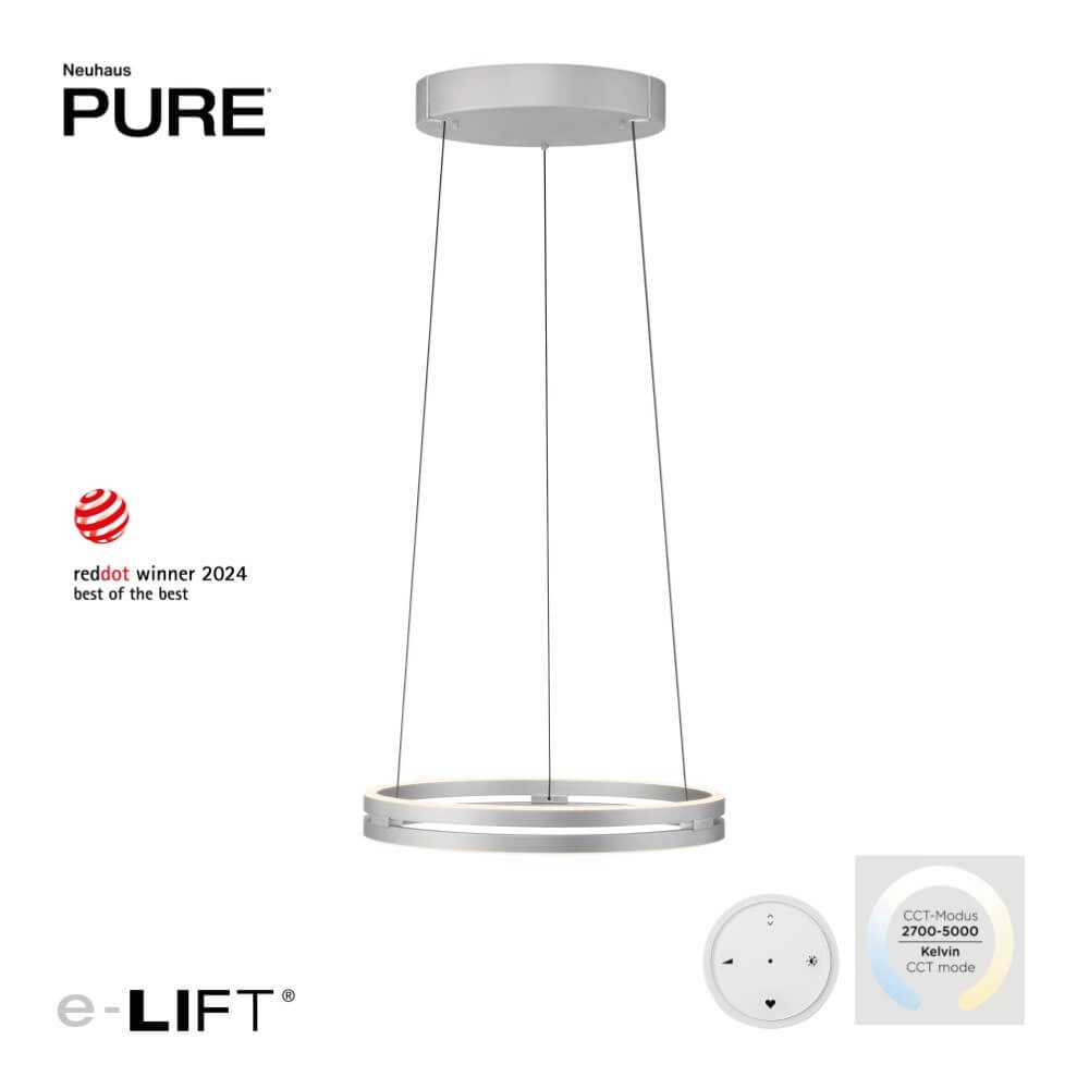 Strakke hanglamp Pure E-Loop aluminium Paul Neuhaus 4012248372272