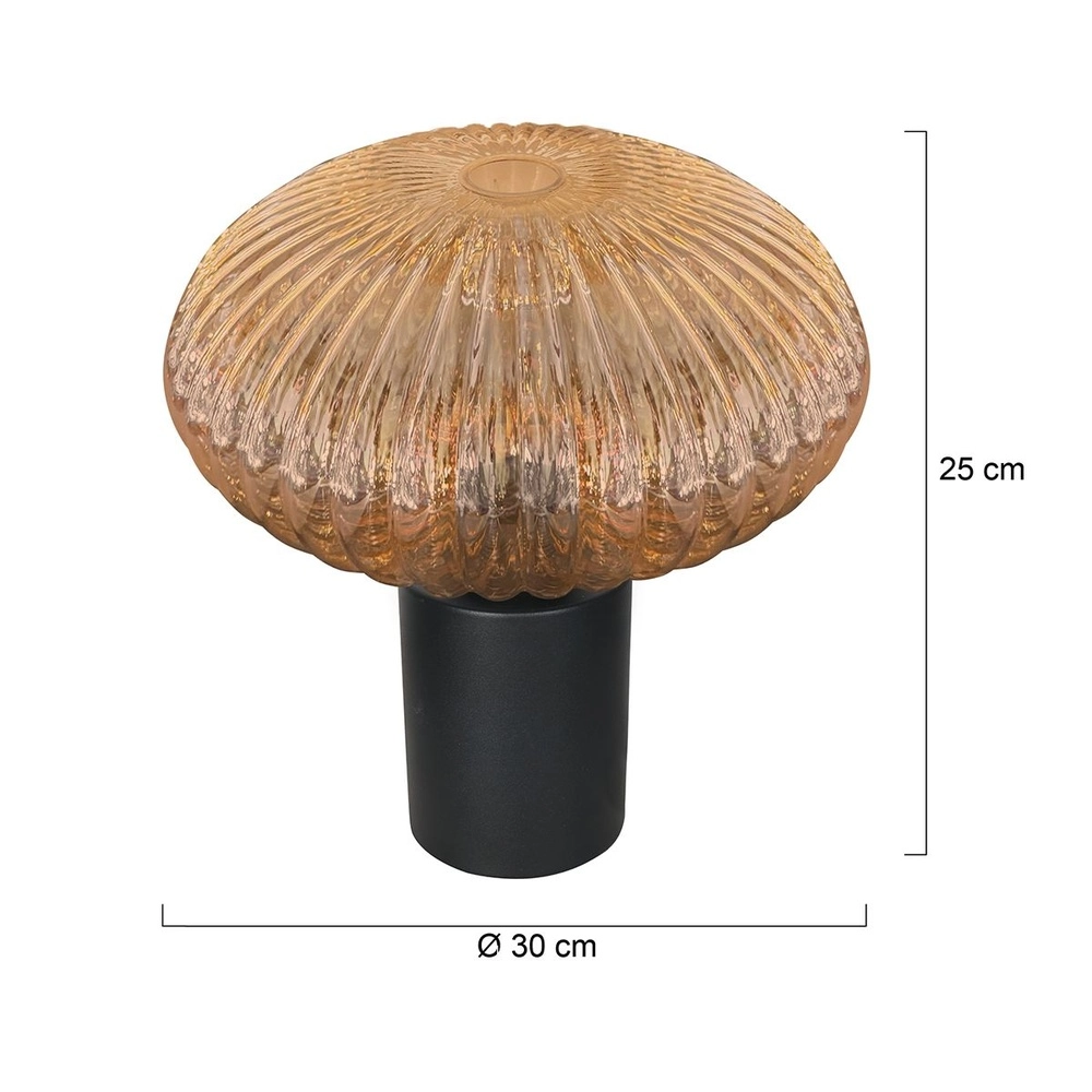 Tafellamp Bloeba zwart met amber glas Steinhauer 8712746179163