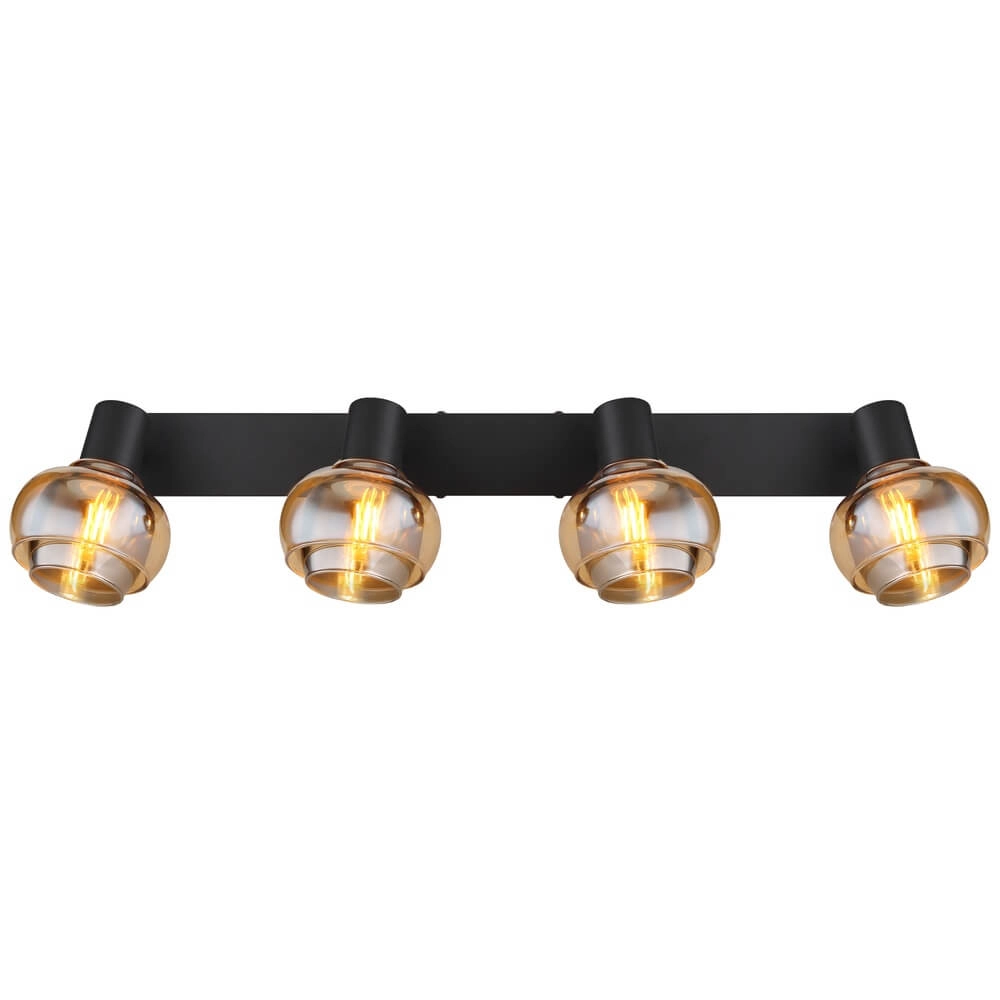 Zwarte plafondlamp Tokki 4-lichts amber smoke glas Globo 9007371446032