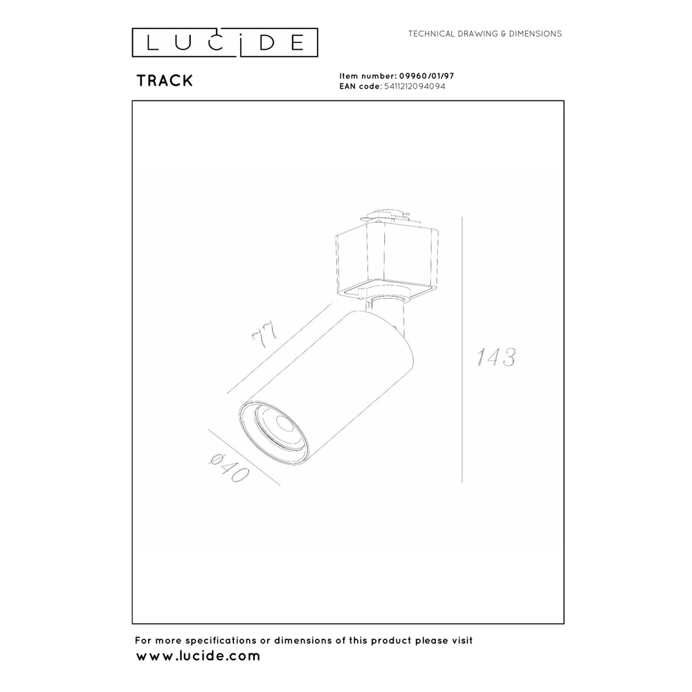 Railspot Track Ritmo 1-fase koffie bruin Lucide 5411212094094