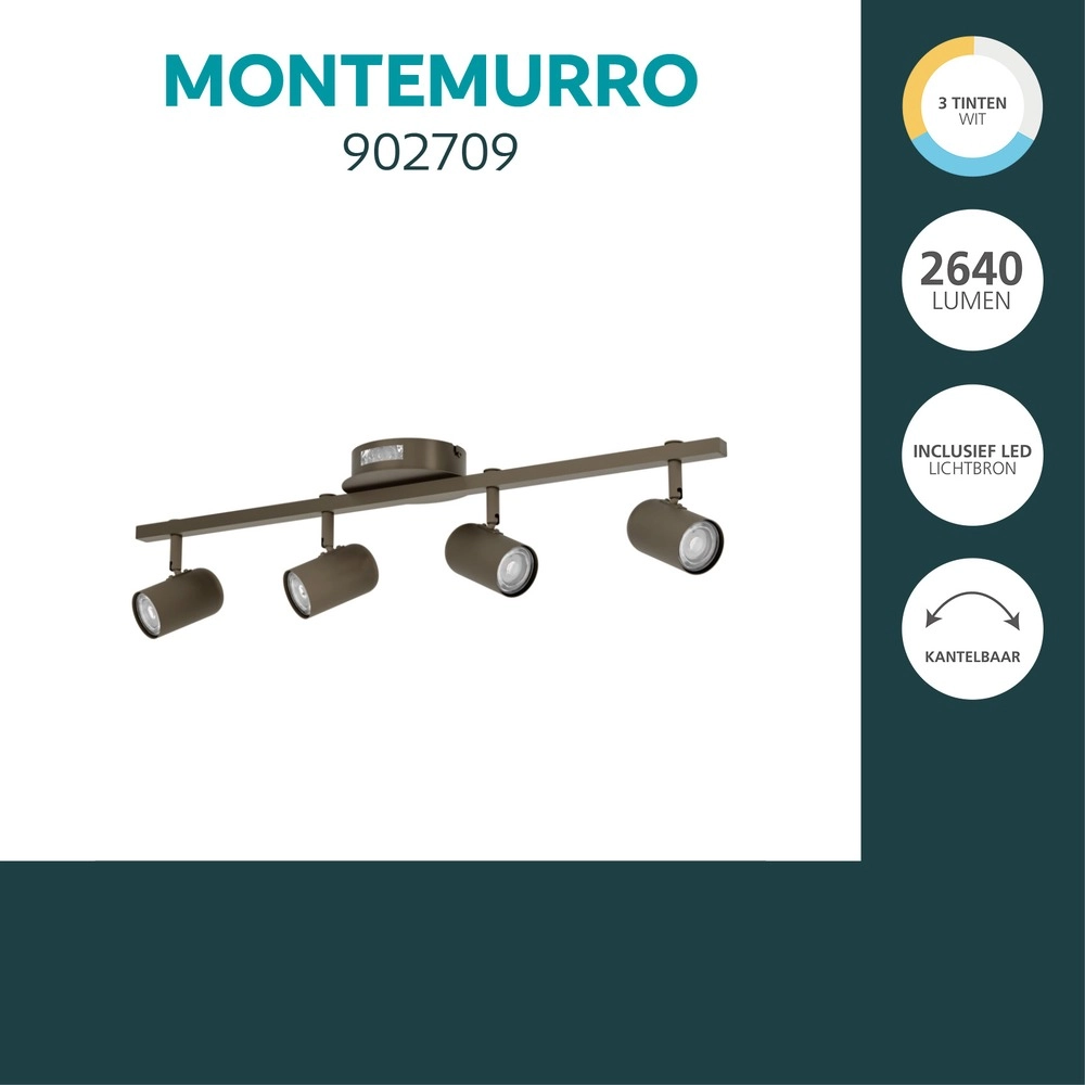 Opbouwspot Montemurro 4-lichts donker brons Eglo 9008606392254