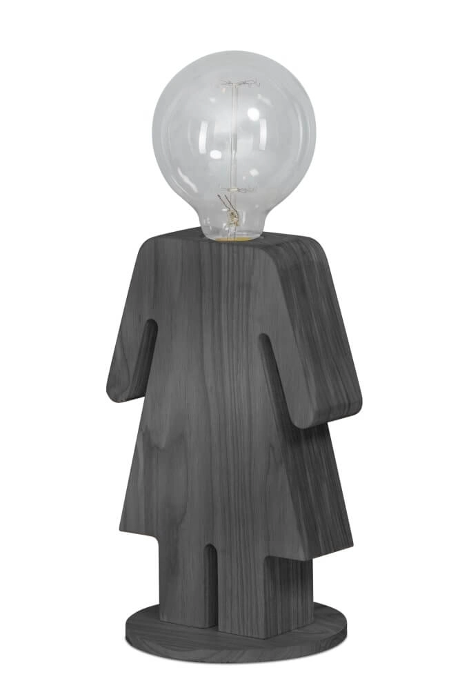 Houten nachtkastlamp Eve Grey