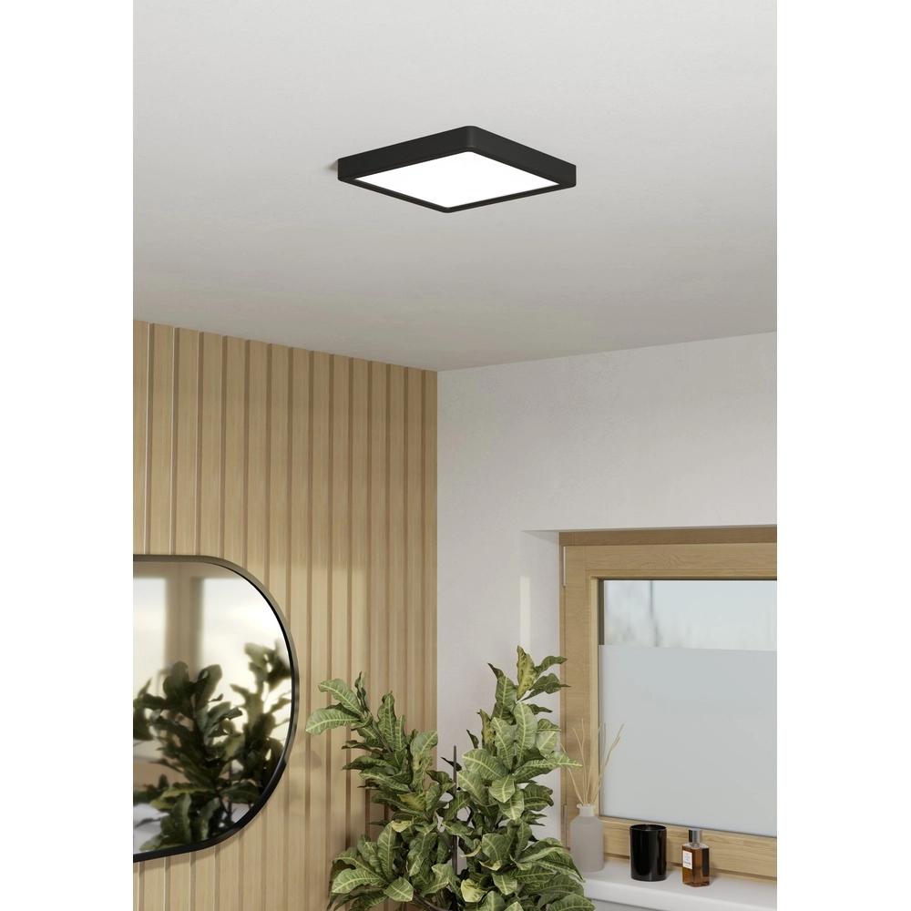 Plafonnière IP44 Fueva 6 vierkant - zwart - 22x22cm Eglo 9008606330348