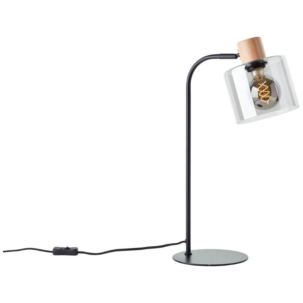 Tafellamp Weald zwart met hout Brilliant 4004353419263