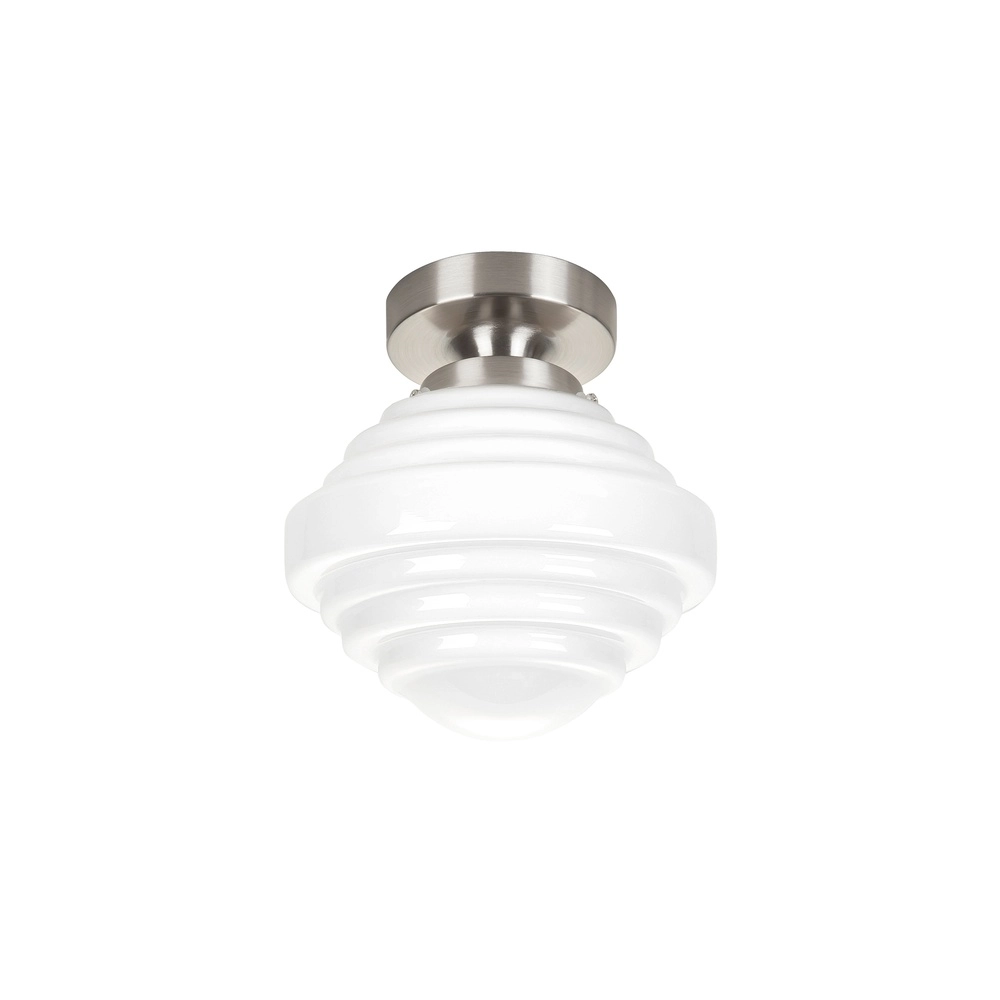 Nikkel plafondlamp York wit glas Ø 15cm