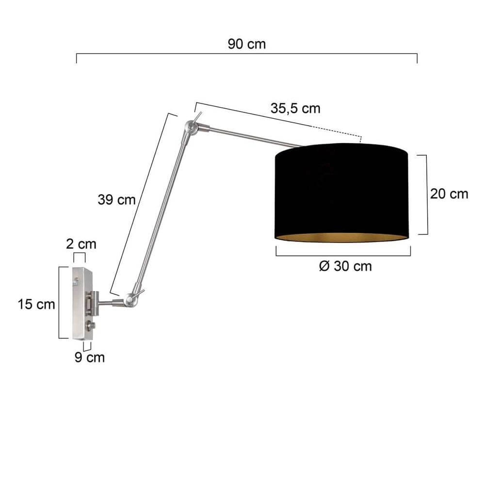 Wandlamp Prestige Chic metaal met zwarte kap Steinhauer 8712746175677