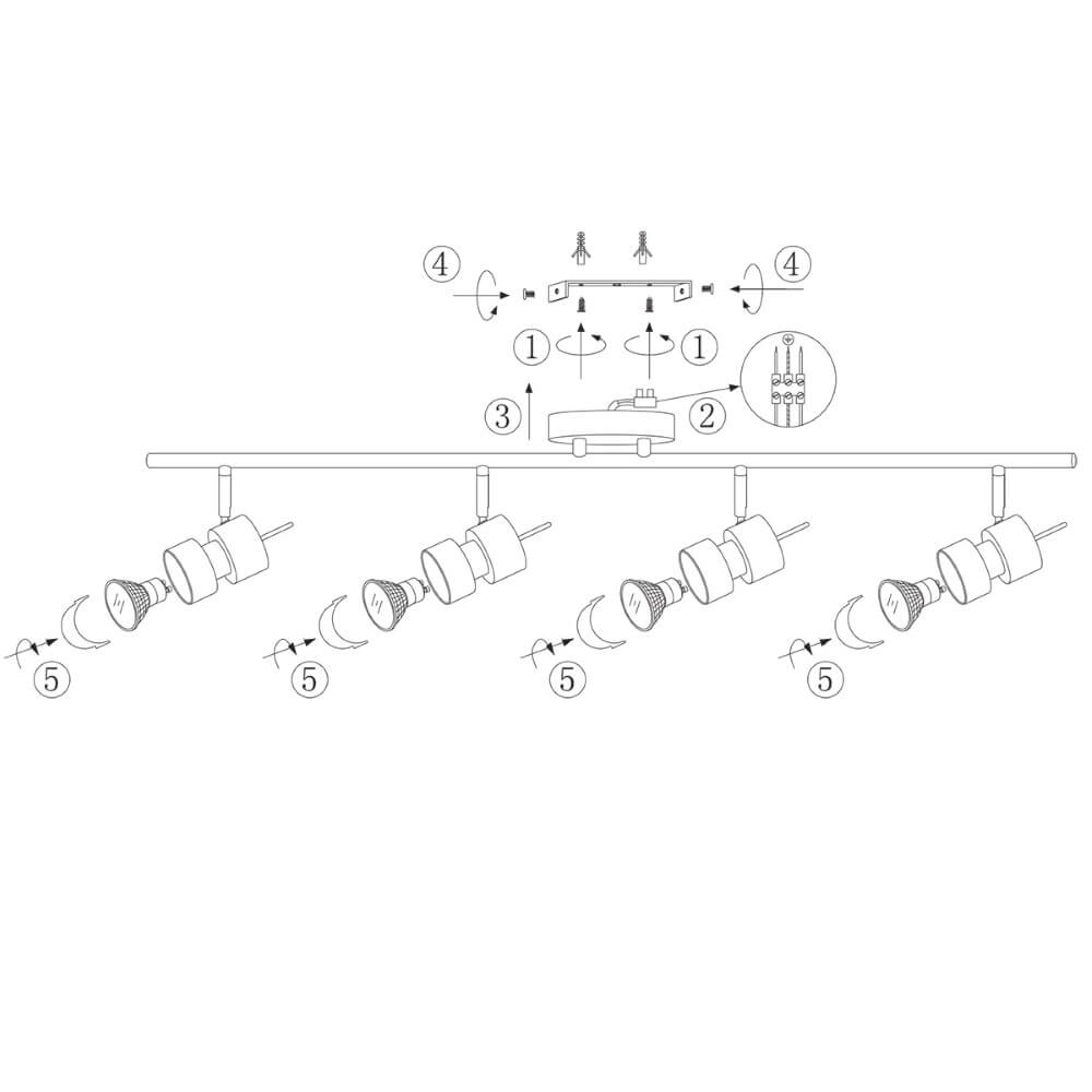 Led plafondspot Natasja Led 4-lichts grijs Steinhauer 8712746112016