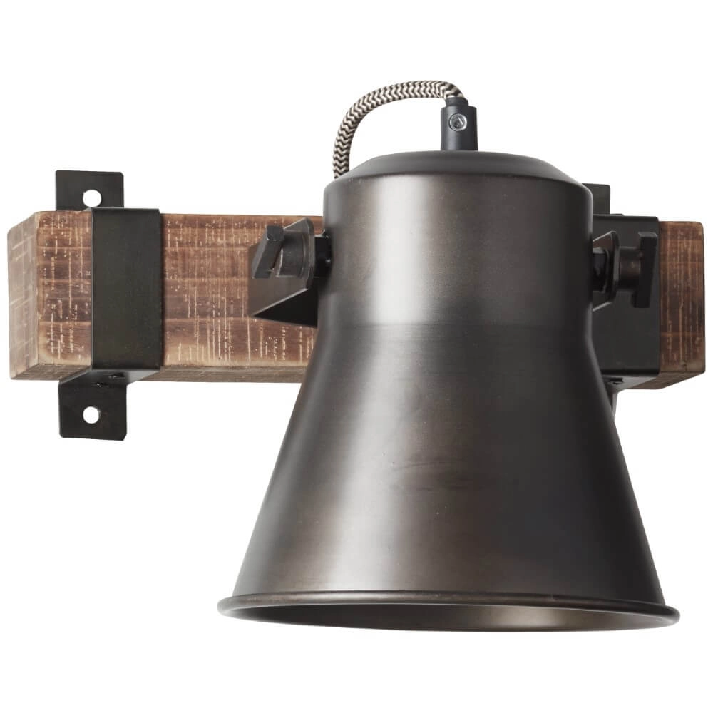 Wandlamp Decca zwart met bruin Brilliant 4004353361432