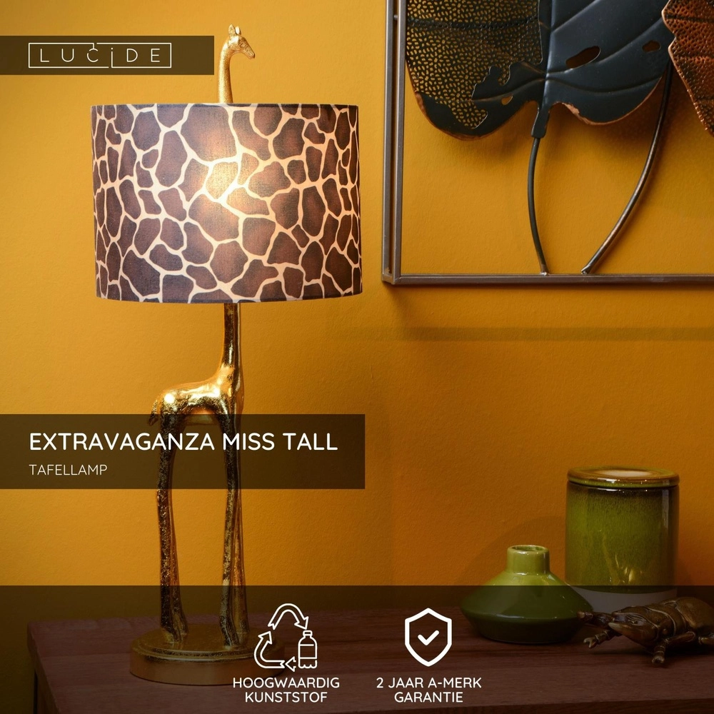 Tafellamp Extravaganza Miss Tall giraffe goud met zwart Lucide 5411212105424