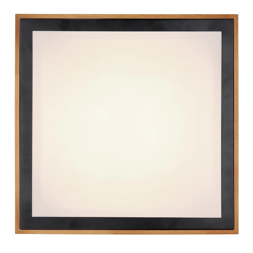 Plafondlamp Bruno 39cm vierkant zwart met hout Globo 9007371433469
