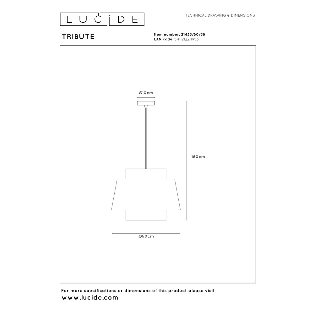 Hanglamp Tribute Ø 60cm crème Lucide 5411212211958