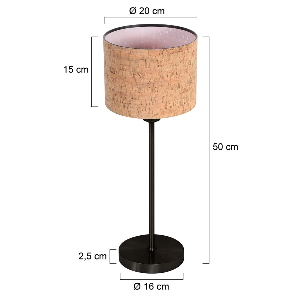 Tafellamp Noor met kurk kap Ø20cm Steinhauer 8712746182163