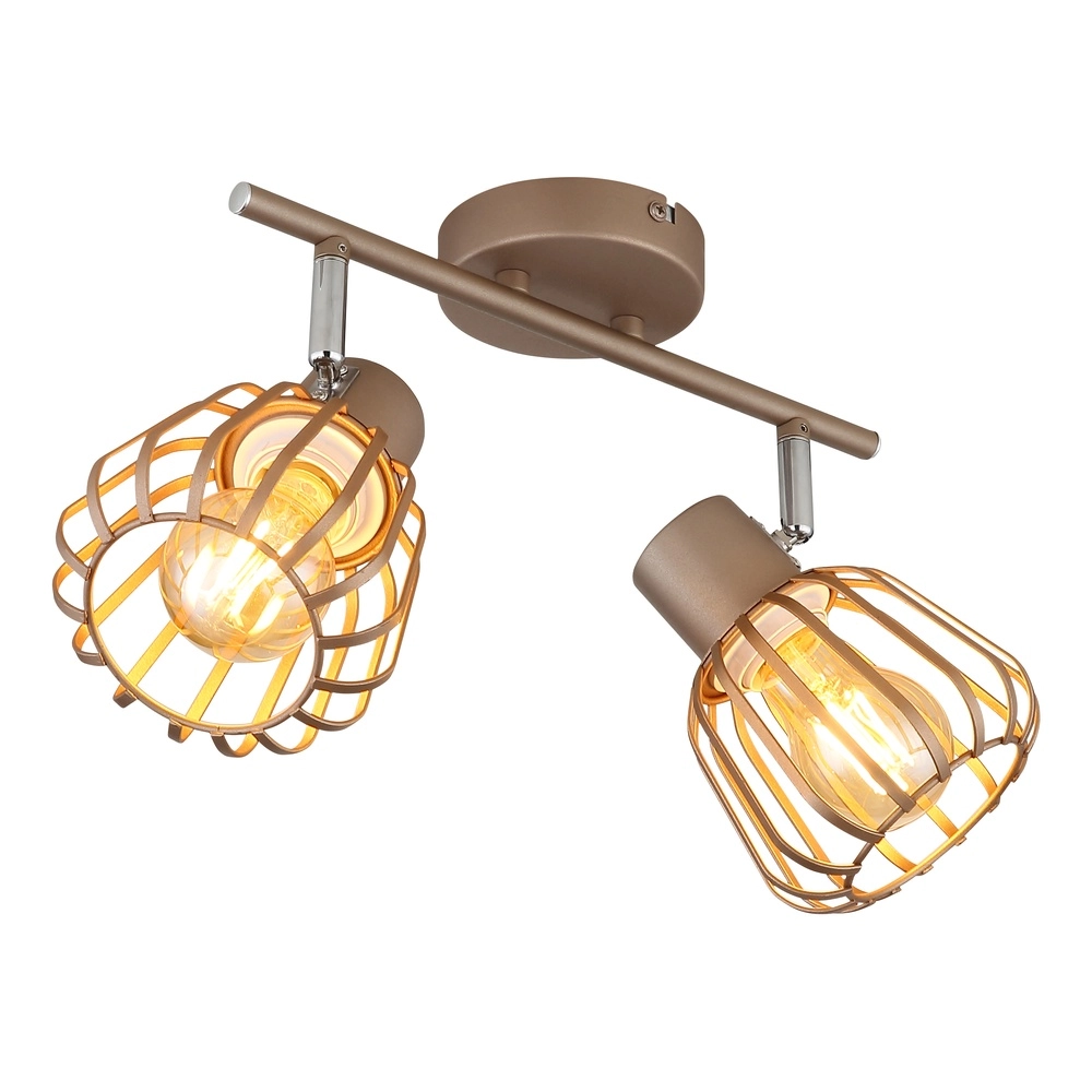 Plafondlamp Olin 2-lichts koffie bruin