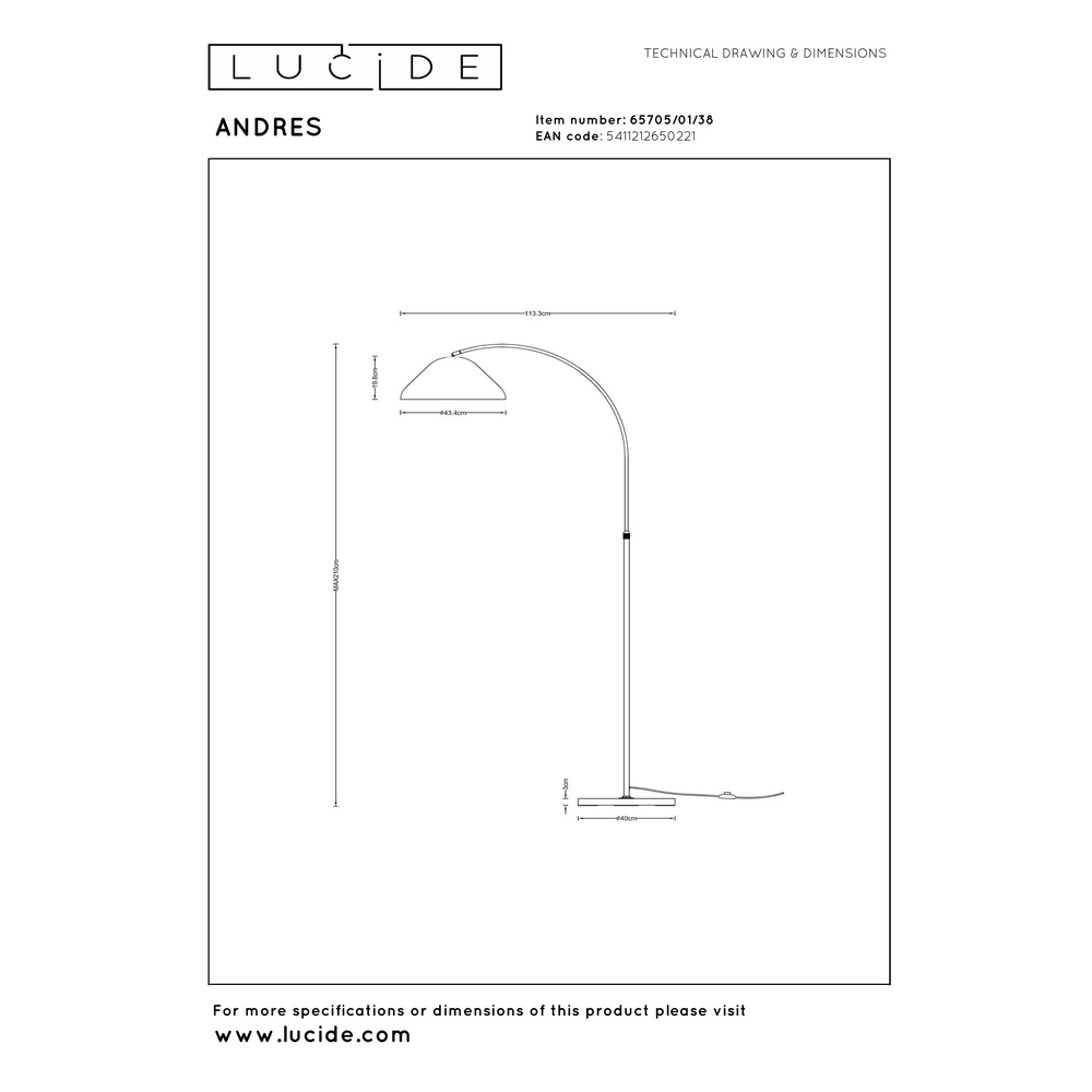 Vloerlamp Andres crème Lucide Vibes 5411212650221