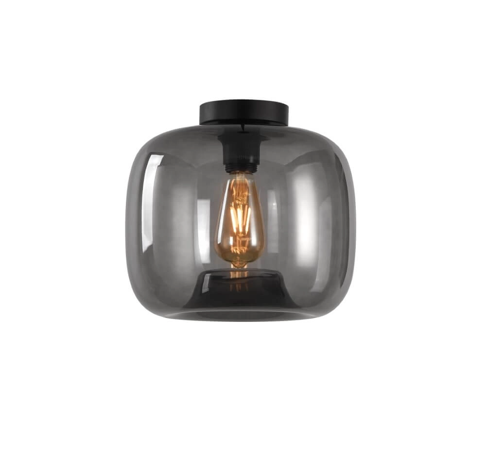 Plafondlamp Preston grijs glas Ø 28cm