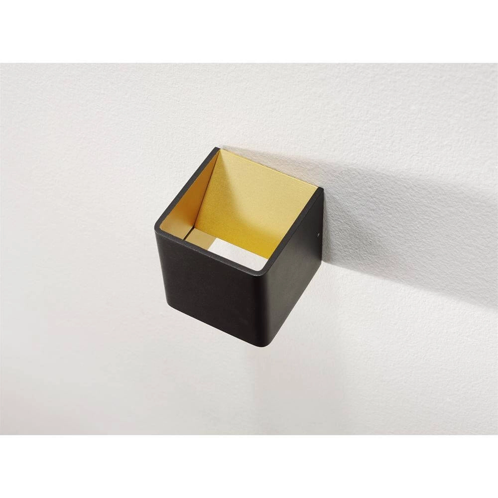 Vierkante wandlamp Fulda zwart met goud Artdelight 8719831736324